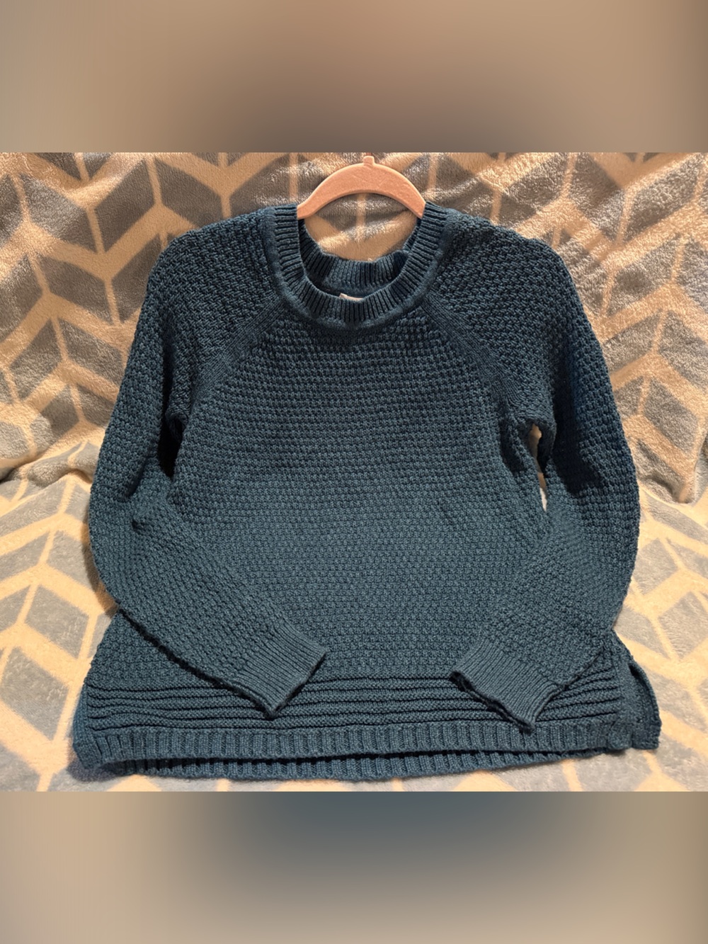 OLD NAVY Teal Blue Textured Chunky Knit Crewneck Sweater - Size Small